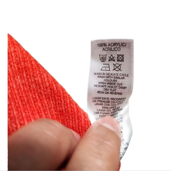 Dunnes Red Orange V-Neck Pullover Sweater Size (US 18) EU46 Lightweight Office - Picture 7 of 8